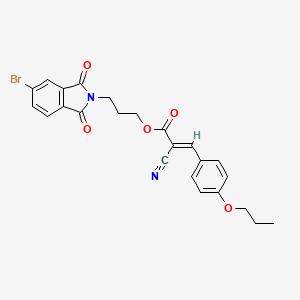 molecular formula C24H21BrN2O5 B7851459 (E)-3-(5-bromo-1,3-dioxoisoindolin-2-yl)propyl 2-cyano-3-(4-propoxyphenyl)acrylate 