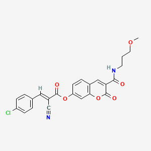 molecular formula C24H19ClN2O6 B7851463 (E)-3-((3-methoxypropyl)carbamoyl)-2-oxo-2H-chromen-7-yl 3-(4-chlorophenyl)-2-cyanoacrylate 