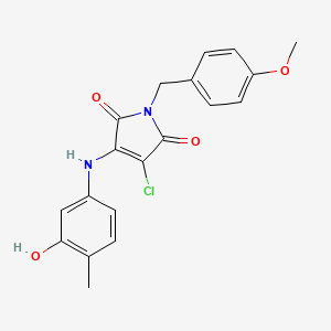molecular formula C19H17ClN2O4 B7851478 3-Chloro-4-(3-hydroxy-4-methylanilino)-1-[(4-methoxyphenyl)methyl]pyrrole-2,5-dione 