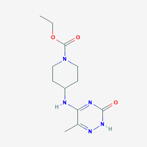 molecular formula C12H19N5O3 B7851509 ethyl 4-[(6-methyl-3-oxo-2H-1,2,4-triazin-5-yl)amino]piperidine-1-carboxylate 