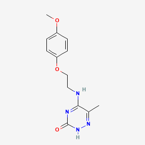 molecular formula C13H16N4O3 B7851517 5-[2-(4-methoxyphenoxy)ethylamino]-6-methyl-2H-1,2,4-triazin-3-one 