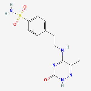 molecular formula C12H15N5O3S B7851525 4-[2-[(6-methyl-3-oxo-2H-1,2,4-triazin-5-yl)amino]ethyl]benzenesulfonamide 