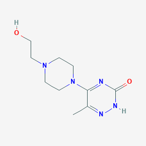 molecular formula C10H17N5O2 B7851526 5-[4-(2-hydroxyethyl)piperazin-1-yl]-6-methyl-2H-1,2,4-triazin-3-one 