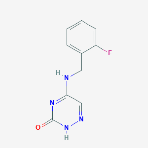 molecular formula C10H9FN4O B7851571 5-[(2-fluorophenyl)methylamino]-2H-1,2,4-triazin-3-one 
