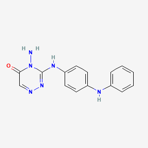 molecular formula C15H14N6O B7851623 4-Amino-3-(4-anilinoanilino)-1,2,4-triazin-5-one 