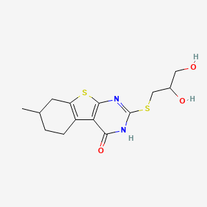 molecular formula C14H18N2O3S2 B7851643 2-(2,3-dihydroxypropylsulfanyl)-7-methyl-5,6,7,8-tetrahydro-3H-[1]benzothiolo[2,3-d]pyrimidin-4-one 