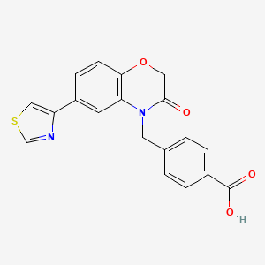 4-[[3-Oxo-6-(1,3-thiazol-4-yl)-1,4-benzoxazin-4-yl]methyl]benzoic acid