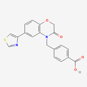 molecular formula C19H14N2O4S B7851645 4-[[3-Oxo-6-(1,3-thiazol-4-yl)-1,4-benzoxazin-4-yl]methyl]benzoic acid 