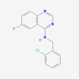 molecular formula C15H11ClFN3 B7851781 N-[(2-chlorophenyl)methyl]-6-fluoroquinazolin-4-amine 