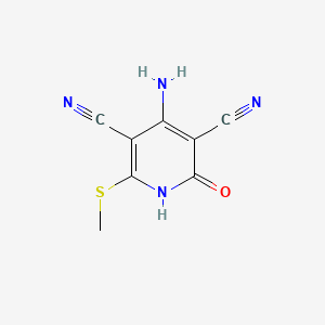 molecular formula C8H6N4OS B7852320 4-Amino-6-(methylthio)-2-oxo-1,2-dihydro-3,5-pyridinedicarbonitrile 