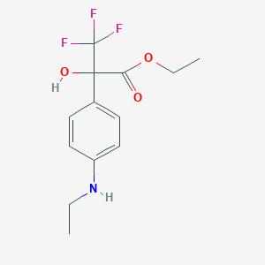 molecular formula C13H16F3NO3 B7852813 Ethyl 2-[4-(ethylamino)phenyl]-3,3,3-trifluoro-2-hydroxypropanoate 