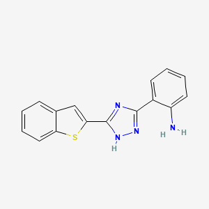 molecular formula C16H12N4S B7852821 2-[5-(1-benzothiophen-2-yl)-1H-1,2,4-triazol-3-yl]aniline 