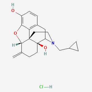 molecular formula C21H26ClNO3 B7852859 (4aS,7aS,12bS)-3-(cyclopropylmethyl)-7-methylidene-2,4,5,6,7a,13-hexahydro-1H-4,12-methanobenzofuro[3,2-e]isoquinoline-4a,9-diol;hydrochloride 