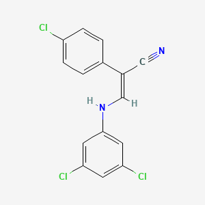 molecular formula C15H9Cl3N2 B7853033 (2E)-2-(4-chlorophenyl)-3-[(3,5-dichlorophenyl)amino]prop-2-enenitrile 