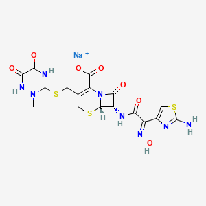 sodium;(6S,7S)-7-[[(2E)-2-(2-amino-1,3-thiazol-4-yl)-2-hydroxyiminoacetyl]amino]-3-[(2-methyl-5,6-dioxo-1,2,4-triazinan-3-yl)sulfanylmethyl]-8-oxo-5-thia-1-azabicyclo[4.2.0]oct-2-ene-2-carboxylate