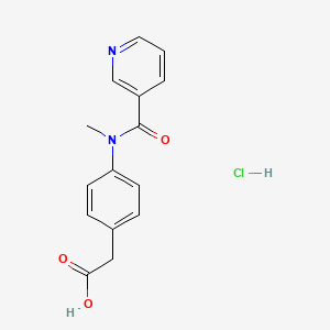 molecular formula C15H15ClN2O3 B7854081 2-[4-(N-methylpyridine-3-amido)phenyl]acetic acid hydrochloride 