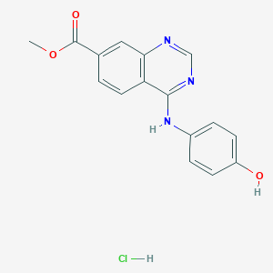 molecular formula C16H14ClN3O3 B7854301 Methyl 4-(4-hydroxyanilino)quinazoline-7-carboxylate;hydrochloride 