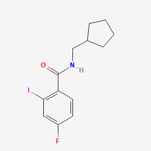 molecular formula C13H15FINO B7854449 N-(cyclopentylmethyl)-4-fluoro-2-iodobenzamide 