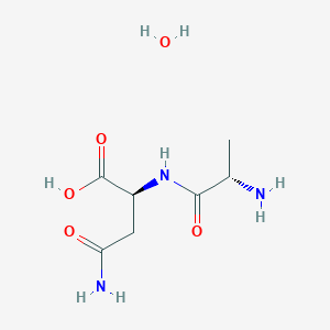 molecular formula C7H15N3O5 B7854716 (2S)-4-amino-2-[[(2S)-2-aminopropanoyl]amino]-4-oxobutanoic acid;hydrate 