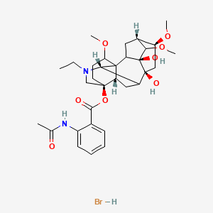 molecular formula C32H45BrN2O8 B7854745 [(3S,5R,6S,8S,10S,13S,17S)-11-ethyl-3,8-dihydroxy-4,6,16-trimethoxy-11-azahexacyclo[7.7.2.12,5.01,10.03,8.013,17]nonadecan-13-yl] 2-acetamidobenzoate;hydrobromide 