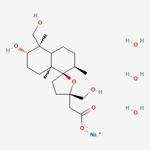 molecular formula C20H39NaO9 B7854814 sodium;2-[(2'S,3S,4R,7R,8R,8aS)-3-hydroxy-2',4-bis(hydroxymethyl)-4,7,8a-trimethylspiro[2,3,4a,5,6,7-hexahydro-1H-naphthalene-8,5'-oxolane]-2'-yl]acetate;trihydrate 