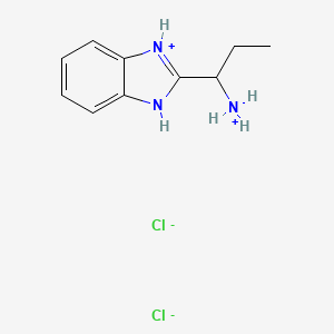 molecular formula C10H15Cl2N3 B7854930 1-(1H-benzimidazol-3-ium-2-yl)propylazanium;dichloride 