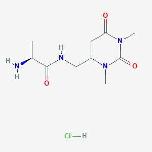 molecular formula C10H17ClN4O3 B7855051 (2S)-2-amino-N-[(1,3-dimethyl-2,6-dioxopyrimidin-4-yl)methyl]propanamide;hydrochloride 