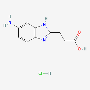 molecular formula C10H12ClN3O2 B7855054 3-(5-amino-1H-benzo[d]imidazol-2-yl)propanoic acid hydrochloride 