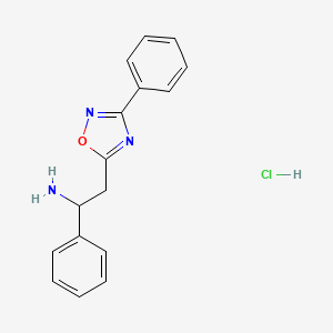 molecular formula C16H16ClN3O B7855162 1-Phenyl-2-(3-phenyl-1,2,4-oxadiazol-5-yl)ethanamine hydrochloride 