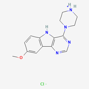 8-methoxy-4-piperazin-4-ium-1-yl-5H-pyrimido[5,4-b]indole;chloride