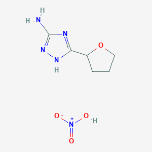 molecular formula C6H11N5O4 B7855260 5-(tetrahydrofuran-2-yl)-1H-1,2,4-triazol-3-amine nitrate 