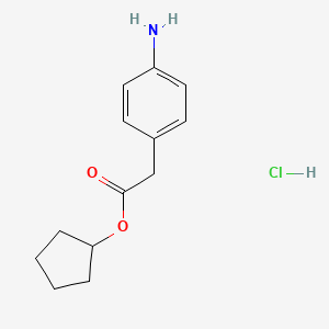 molecular formula C13H18ClNO2 B7855270 Cyclopentyl 2-(4-aminophenyl)acetate hydrochloride 