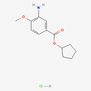molecular formula C13H18ClNO3 B7855281 Cyclopentyl 3-amino-4-methoxybenzoate hydrochloride 