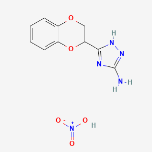 molecular formula C10H11N5O5 B7855348 5-(2,3-dihydrobenzo[b][1,4]dioxin-2-yl)-1H-1,2,4-triazol-3-amine nitrate 