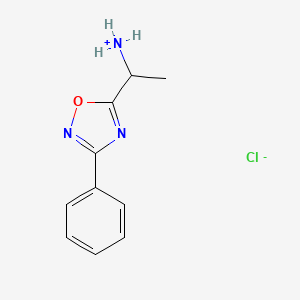 molecular formula C10H12ClN3O B7855499 1-(3-Phenyl-1,2,4-oxadiazol-5-yl)ethylazanium;chloride 