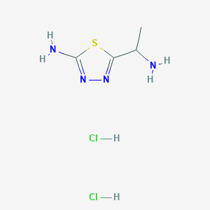 molecular formula C4H10Cl2N4S B7855553 5-(1-Aminoethyl)-1,3,4-thiadiazol-2-amine dihydrochloride 