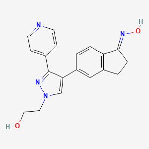 molecular formula C19H18N4O2 B7855706 (E)-5-(1-(2-hydroxyethyl)-3-(pyridin-4-yl)-1H-pyrazol-4-yl)-2,3-dihydro-1H-inden-1-one oxime CAS No. 2230954-03-5