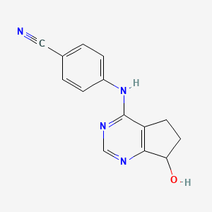 molecular formula C14H12N4O B7855719 4-(7-hydroxy-6,7-dihydro-5H-cyclopenta[d]pyrimidin-4-ylamino)benzonitrile CAS No. 119670-32-5
