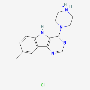 molecular formula C15H18ClN5 B7855723 8-methyl-4-piperazin-4-ium-1-yl-5H-pyrimido[5,4-b]indole;chloride 