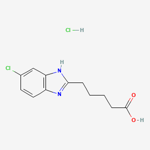 molecular formula C12H14Cl2N2O2 B7855849 5-(5-chloro-1H-benzo[d]imidazol-2-yl)pentanoic acid hydrochloride 