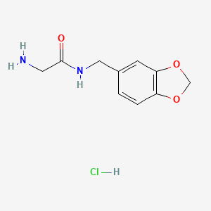molecular formula C10H13ClN2O3 B7855864 2-amino-N-(benzo[d][1,3]dioxol-5-ylmethyl)acetamide hydrochloride 