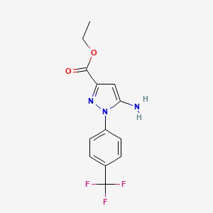 molecular formula C13H12F3N3O2 B7855981 Ethyl 5-amino-1-[4-(trifluoromethyl)phenyl]pyrazole-3-carboxylate CAS No. 866838-04-2