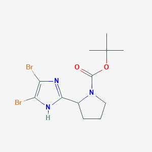 molecular formula C12H17Br2N3O2 B7856139 Tert-butyl 2-(4,5-dibromo-1H-imidazol-2-YL)pyrrolidine-1-carboxylate 