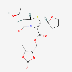 molecular formula C17H19NO8S B7856160 (5S,6R)-(5-methyl-2-oxo-1,3-dioxol-4-yl)methyl 6-((S)-1-hydroxyethyl)-7-oxo-3-((R)-tetrahydrofuran-2-yl)-4-thia-1-azabicyclo[3.2.0]hept-2-ene-2-carboxylate 