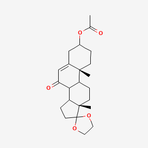 molecular formula C23H32O5 B7856168 [(10'R,13'S)-10',13'-dimethyl-7'-oxospiro[1,3-dioxolane-2,17'-2,3,4,8,9,11,12,14,15,16-decahydro-1H-cyclopenta[a]phenanthrene]-3'-yl] acetate 