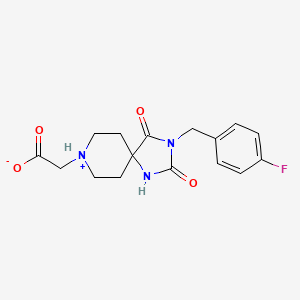 molecular formula C16H18FN3O4 B7856575 2-[3-[(4-Fluorophenyl)methyl]-2,4-dioxo-1,3-diaza-8-azoniaspiro[4.5]decan-8-yl]acetate 