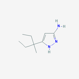 molecular formula C9H17N3 B7856698 3-(3-methylpentan-3-yl)-1H-pyrazol-5-amine 