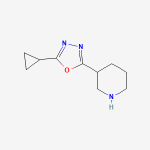 molecular formula C10H15N3O B7856717 3-(5-Cyclopropyl-1,3,4-oxadiazol-2-yl)piperidine 