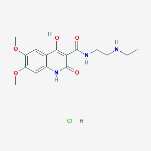 molecular formula C16H22ClN3O5 B7856824 N-(2-(ethylamino)ethyl)-4-hydroxy-6,7-dimethoxy-2-oxo-1,2-dihydroquinoline-3-carboxamide hydrochloride 