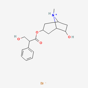 molecular formula C17H24BrNO4 B7856832 (6-Hydroxy-8-methyl-8-azoniabicyclo[3.2.1]octan-3-yl) 3-hydroxy-2-phenylpropanoate;bromide 